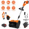 500W 21V 11In Cordless Snow Shovel Foldable Battery Powered Snow Thrower with ±45° Directional Plates Rechargeable Battery Gloves Goggles for Patio Dr