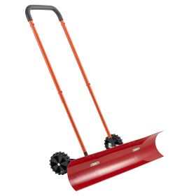 VEVOR Snow Pusher Shovel with Wheels, 37.8 in Wheeled Snowplow Shovel with Bi-Directional Angled Blade & 90° Adjustable Handle