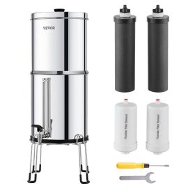 VEVOR Gravity-fed Water Filter System, 2.25G 304 Stainless-Steel Countertop Filtration System, Reduces Lead and up to 99% of Chlorine