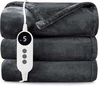 Heated Electric Blanket Throw, 2-Layer Cozy Warm Flannel 50" x 60", Heating Blanket with 9 Heating Levels, 2/4/6/10 Hours Auto Off