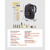 Tool Backpack with Tools, 65 Pockets, Heavy-duty Tools Storage Organizer Bags with Laptop Compartment & Molded Base