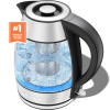 Fast Boiling 1.8L Electric Glass Kettle, Removable Tea Infuser, LED Lights, Stainless Steel