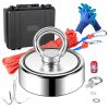 Magnet Fishing Kit, 1200lbs 2.95inch Diameter Double Sided Fishing Magnets, Strong Neodymium Magnet with Heavy Duty 65FT Rope, Grappling Hook