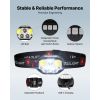 2 Pack Headlamps, Bright LED Rechargeable Headlight, Lightweight Head Flashlight with 12 Lighting Modes & Motion Sensor, Adjustable Headband