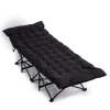 Folding Camping Cot Bed with Soft Pad, Portable Outdoor Cot, Adults Sleeping Bed for Home Office Nap Beach Travel, Black