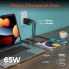 HyperGear SpeedBoost 65W USB-C PD Tri-Port GaN Laptop Charger with PPS and Digital Display