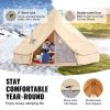 VEVOR Canvas Bell Tent, 4 Seasons 6 m/19.68 ft Yurt Tent, Canvas Tent for Camping with Stove Jack, Breathable Tent Holds up to 10 People