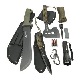 Camping Tool Set, 12 Piece, Includes Flashlight, Machete, Knife, Outdoor Gear Kit