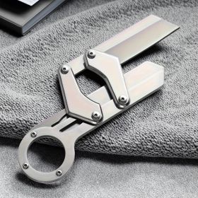 "Tactical Folding Knife – Stainless Steel EDC Knife with Two-Hand Grip – Men's Gift"