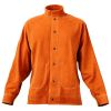 Flame-Resistant Welding Jacket - XL Size, Heavy Duty Cowhide Leather Welding Jacket, Waterproof Heat-Resistant Safety Jacket with Snap Buttons