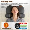 USB Heated Neck Pillow Zero Pressure Memory Foam Cervical Neck Pillow Heated Bed Pillow with Eye Mask Adapter for Pain Relief