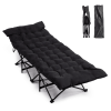 Folding Camping Cot Bed with Soft Pad, Portable Outdoor Cot, Adults Sleeping Bed for Home Office Nap Beach Travel, Black