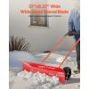 Snow Pusher Shovel with Wheels, 37.8 in Wheeled Snowplow Shovel with Bi-Directional Angled Blade & 90° Adjustable Handle