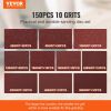 VEVOR 150 PCS 5 Inch Sanding Discs Set, 8-Hole Round Hook and Loop Sandpaper for Orbital Sander, 10 Grits include 60, 80, 100, 120, 150,180, 240, 320