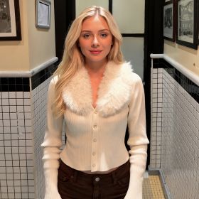 New Slim Fit Slimming Long Sleeves Sweater Coat (Option: White-S)