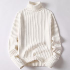 All-matching Men's Clothing Knitted Base Clothes (Option: White-M)