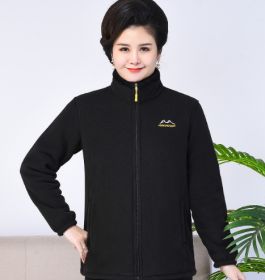 Middle-aged And Elderly Thickened Fleece Hooded Sweatshirt (Option: Black-1XL)