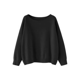 Autumn And Winter Round Neck Loose And Lazy Style Pullover (Option: Black-1XL)