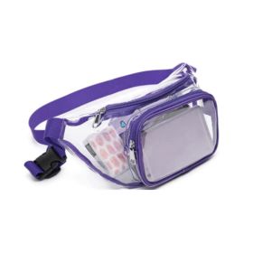 Woman Waist Packs Clear Fanny Pack Waterproof Cute Waist Bag Stadium Approved Clear Purse Transparent Adjustable Crossbody Bags (Color: Purple)