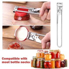 Adjustable Stainless Steel Jar & Can Opener , Ergonomic Multifunctional Bottle Opener, Effortless Grip for Seniors, Fits Most Jar Lids & Bottle Necks (length: long-length can opener)